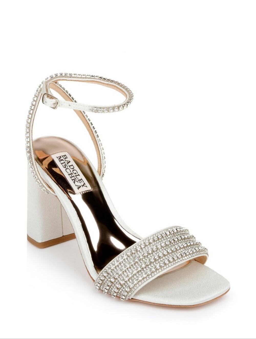 Badgley Mischka Champagne Heels with Crystal Straps